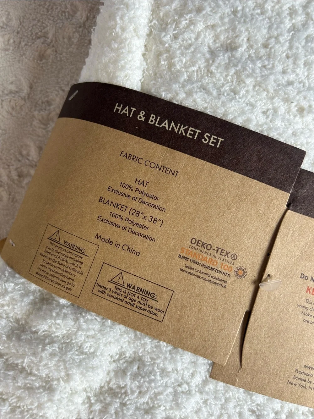 Bearpaw White Baby Blanket & Hat Set Chenille Sweater Knit Soft Cozy Ribbed